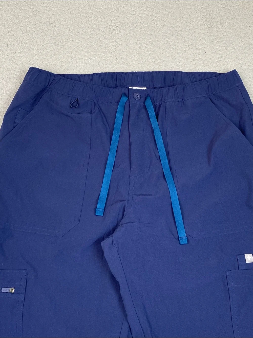 FIGS Cairo Lined Scrub Pants Men's Size M Blue Medical Cargo Stretch Drawstring